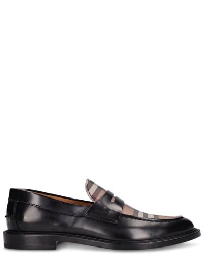 luisaviaroma mens burberry|Check leather formal loafers .